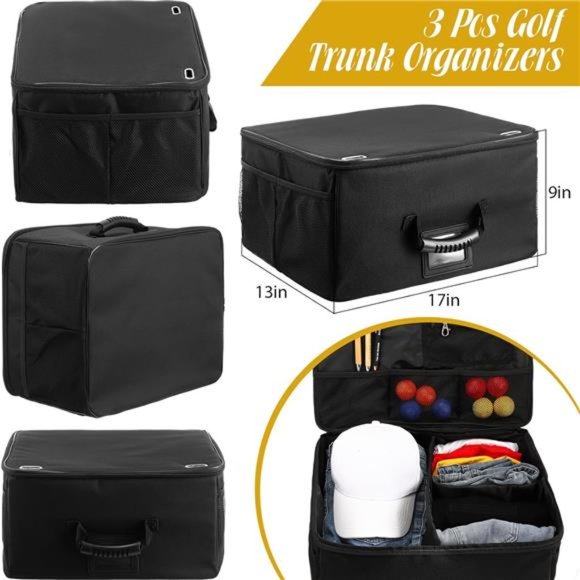 3 Pcs Golf Trunk Organizer Storage Waterproof Collapsible Golf Trunk Organizer - Picture 5 of 7